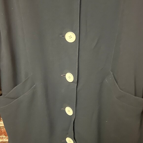 VTG Louis Féraud Paris x Creeds Toronto Navy Button Front Longline Jacket Dress - Picture 8 of 12